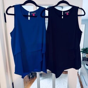 Vince Camuto Blue and Black Layered Sleeveless Blouses